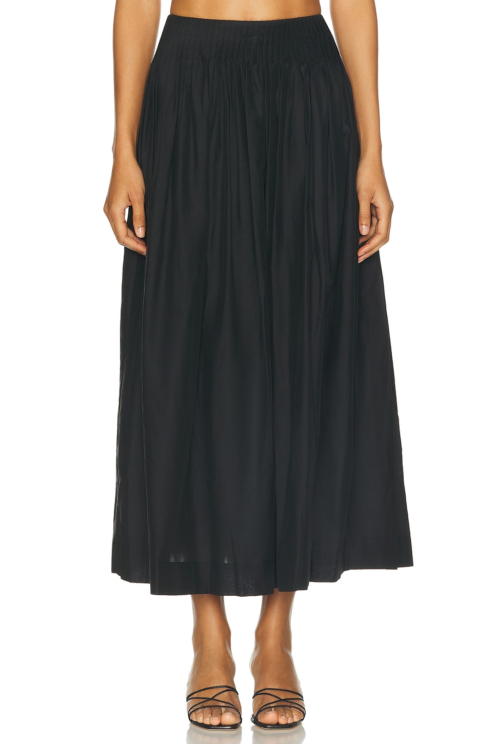 Artemis Long Skirt With Gathers in Black