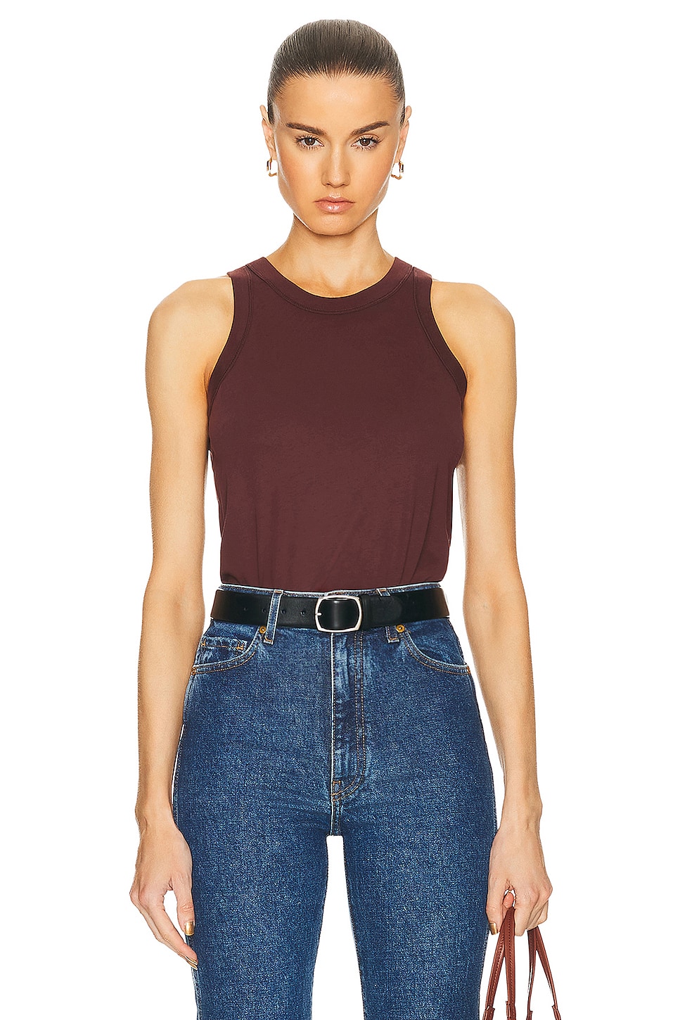 Image 1 of Loulou Studio Poso Tank Top in Midnight Bordeaux
