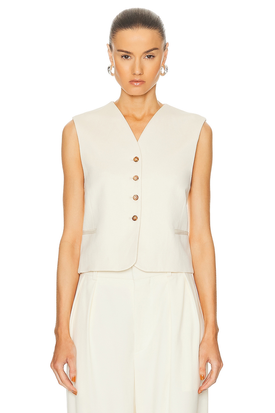 Image 1 of Loulou Studio Iba Vest in Frost Ivory