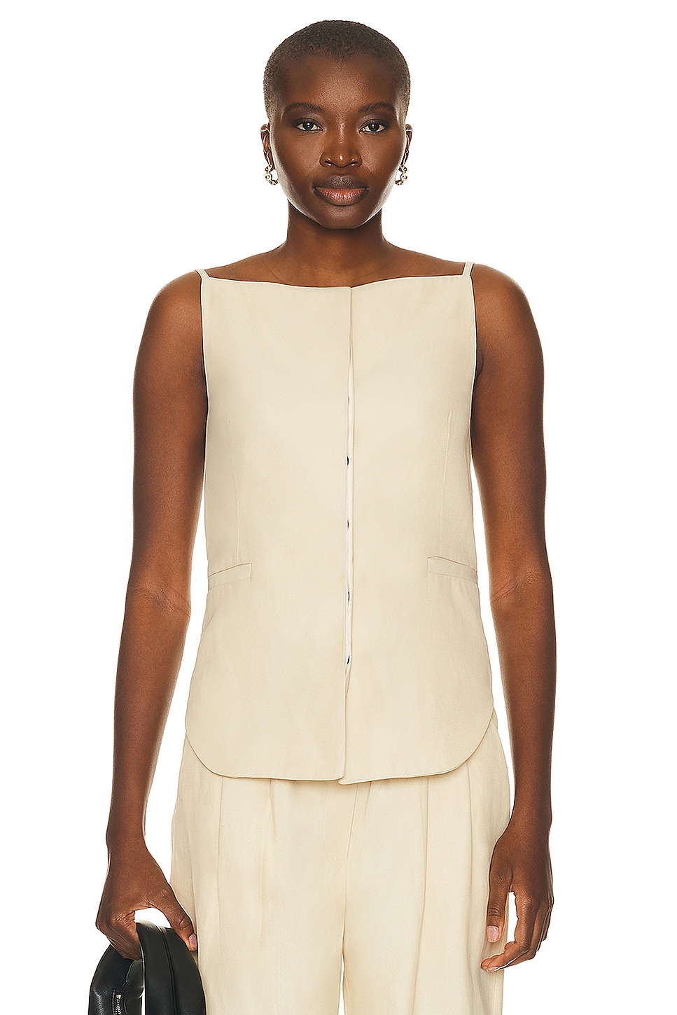 Image 1 of Loulou Studio Mihant Sleeveless Top in Sand