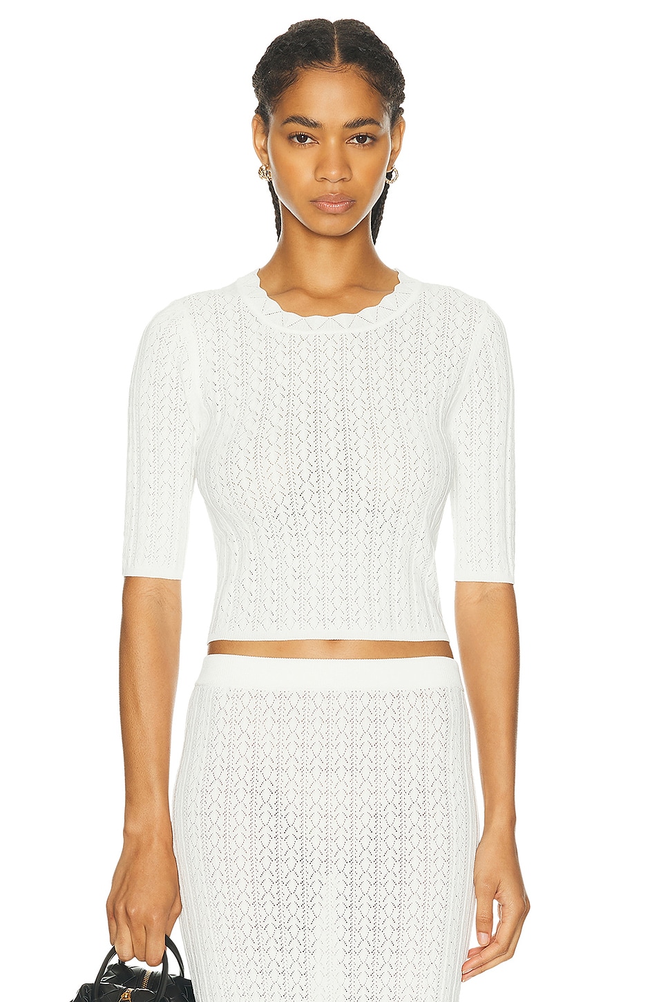 Image 1 of Loulou Studio Culli Short Sleeve Top in Ivory
