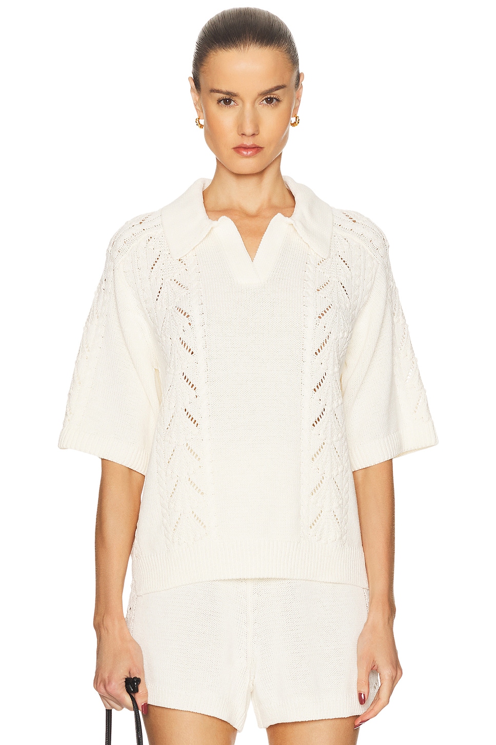 Image 1 of Loulou de Saison Kina Polo Sweater in Ivory