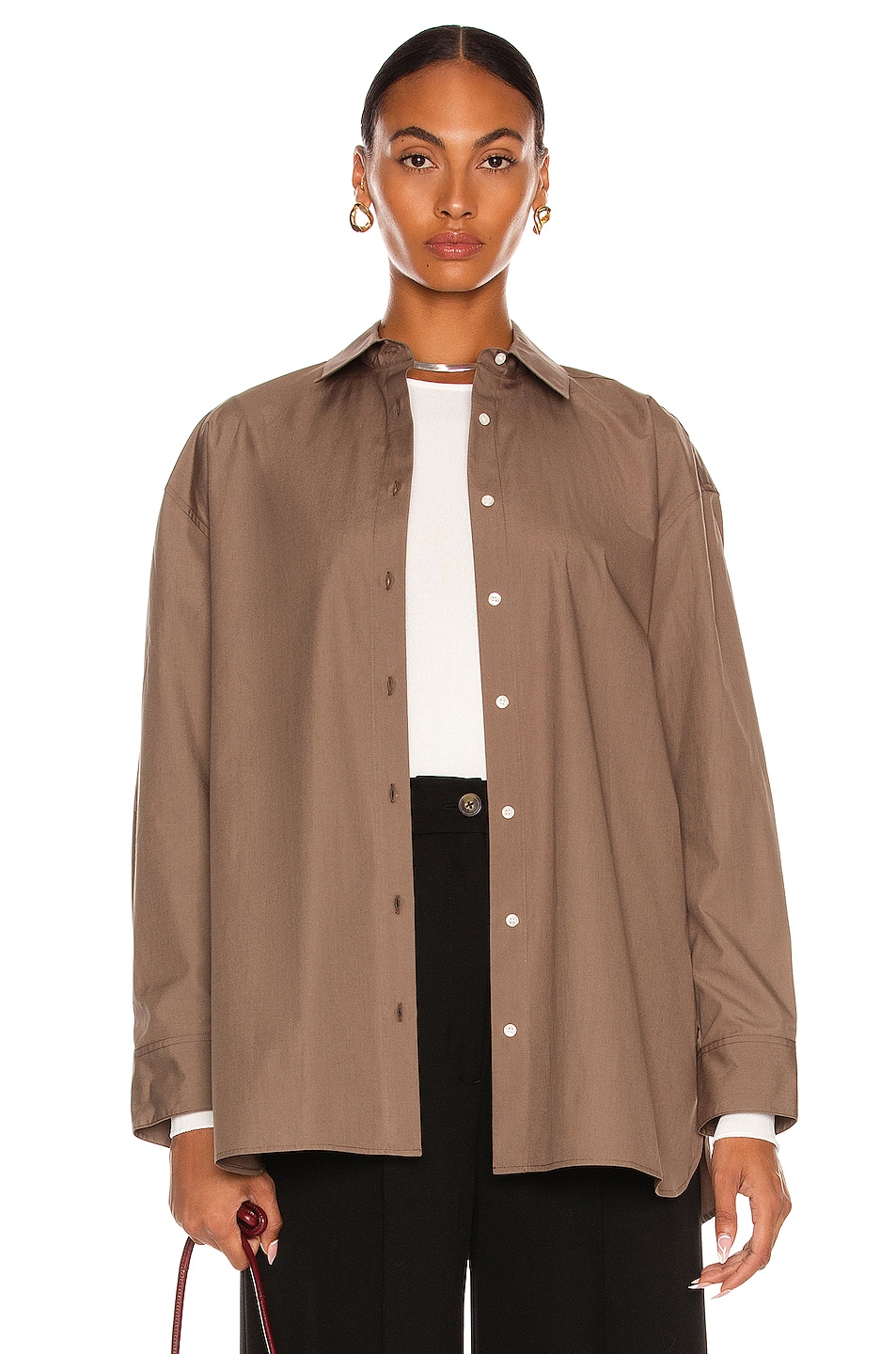 Image 1 of Loulou Studio Espanto Shirt in Taupe