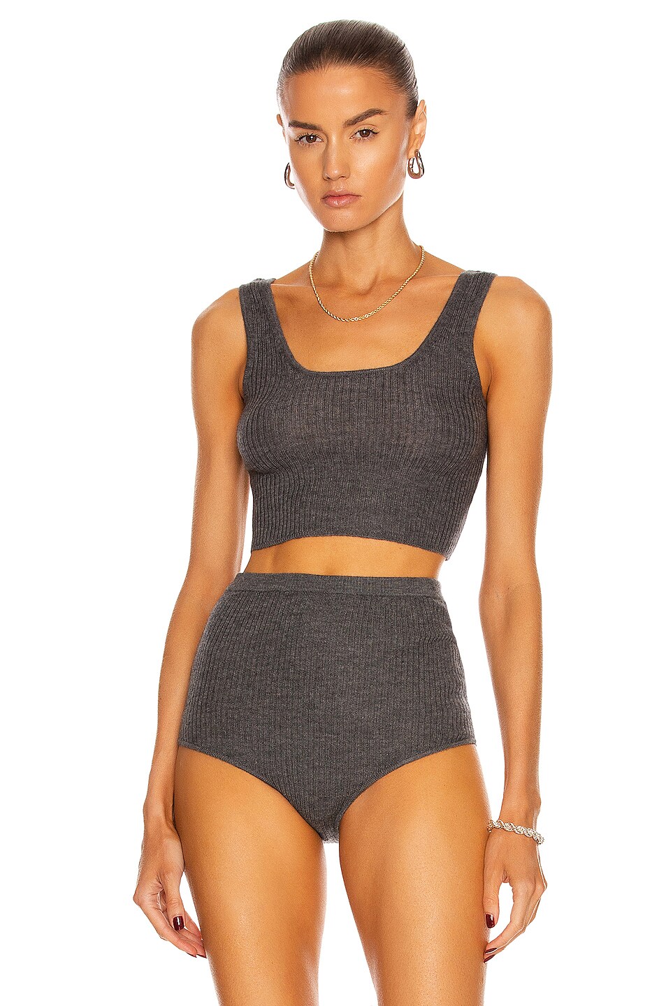 Image 1 of Loulou Studio Montague Crop Top in Anthracite Melange