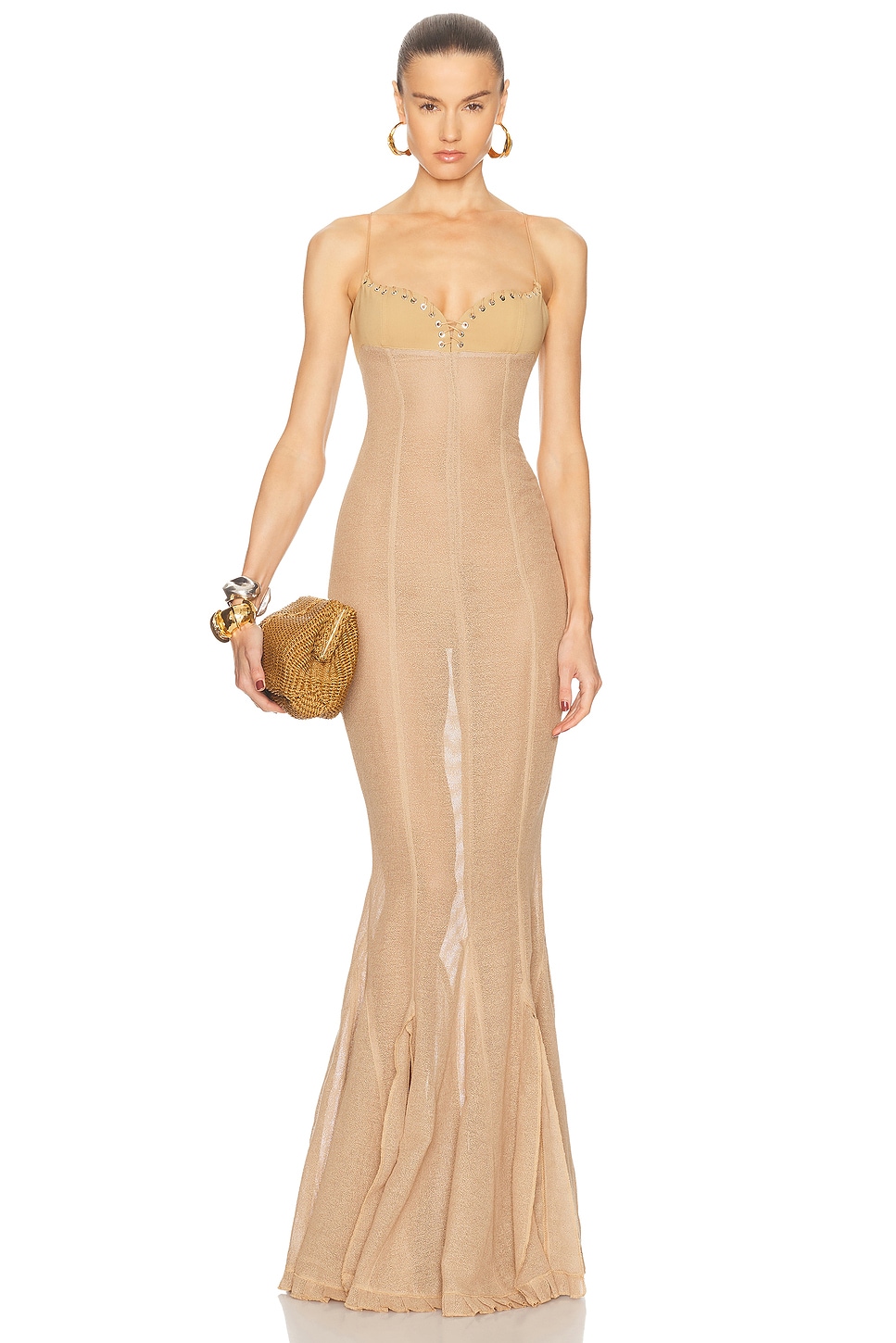 Mermaid Bi Long Dress in Nude