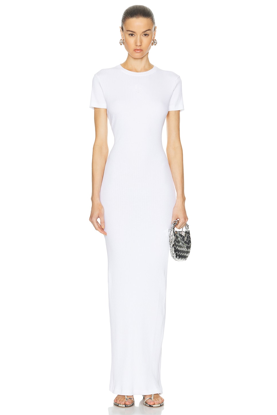 Image 1 of Ludovic de Saint Sernin Long Simple Short Sleeve Dress in White