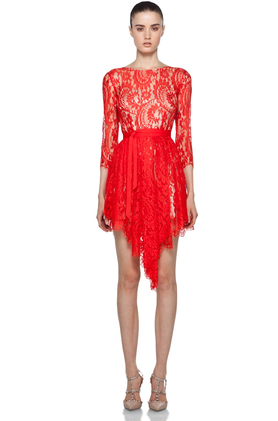 Image 1 of Lover Serpent Lace Dress in Scarlet