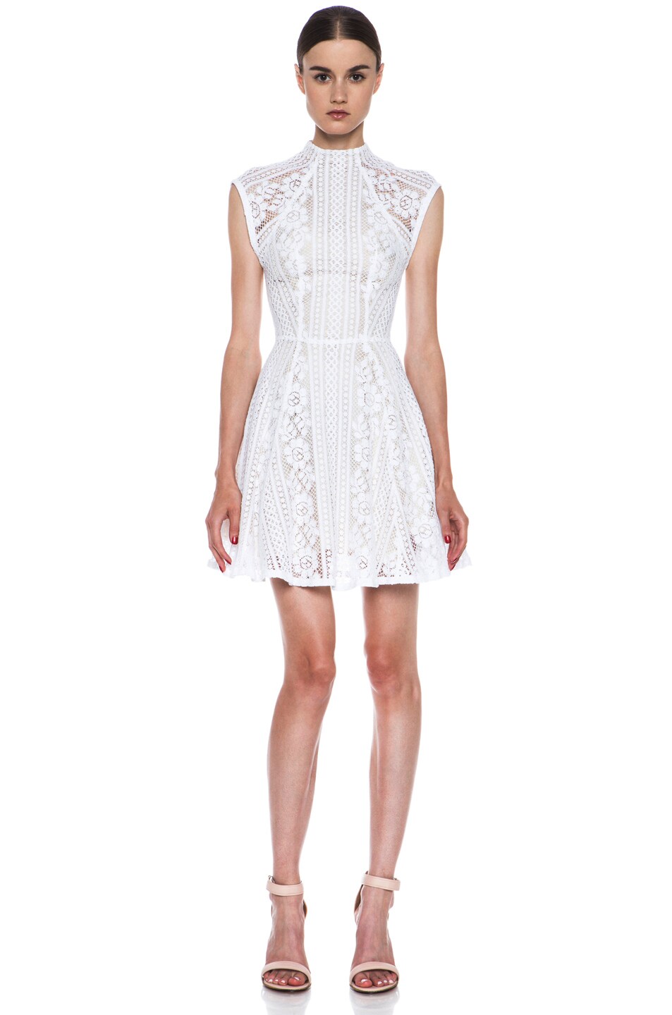 Image 1 of Lover Valentine Lace Knit Mini Dress in White