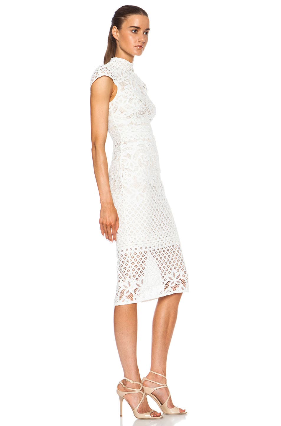 Lover Libra Midi Nylonblend Dress in White | Lyst