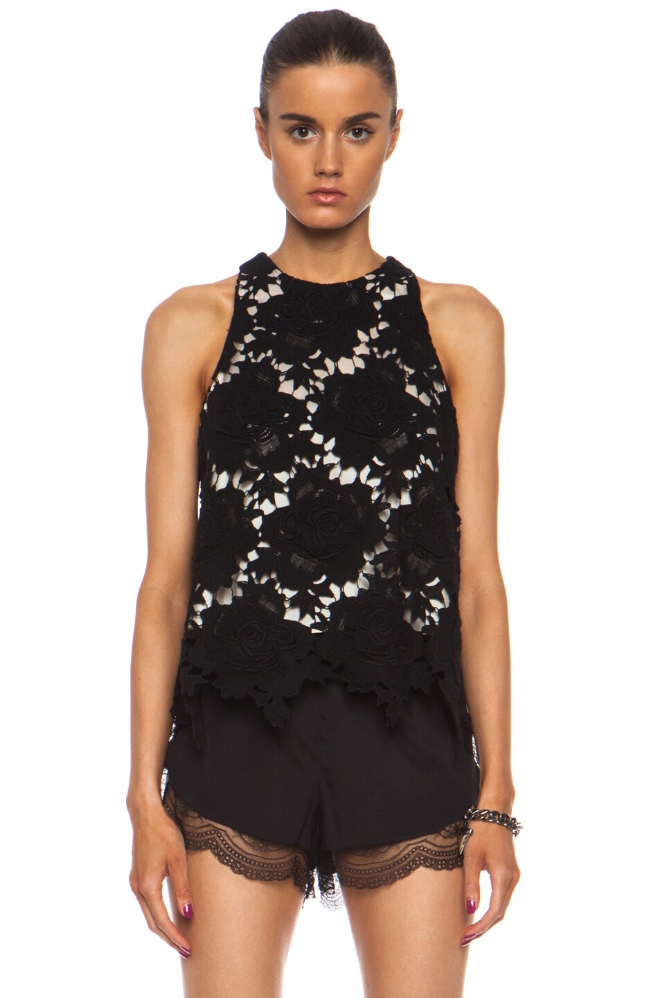 Image 1 of Lover 3D Star Lace Knit Tank in Black