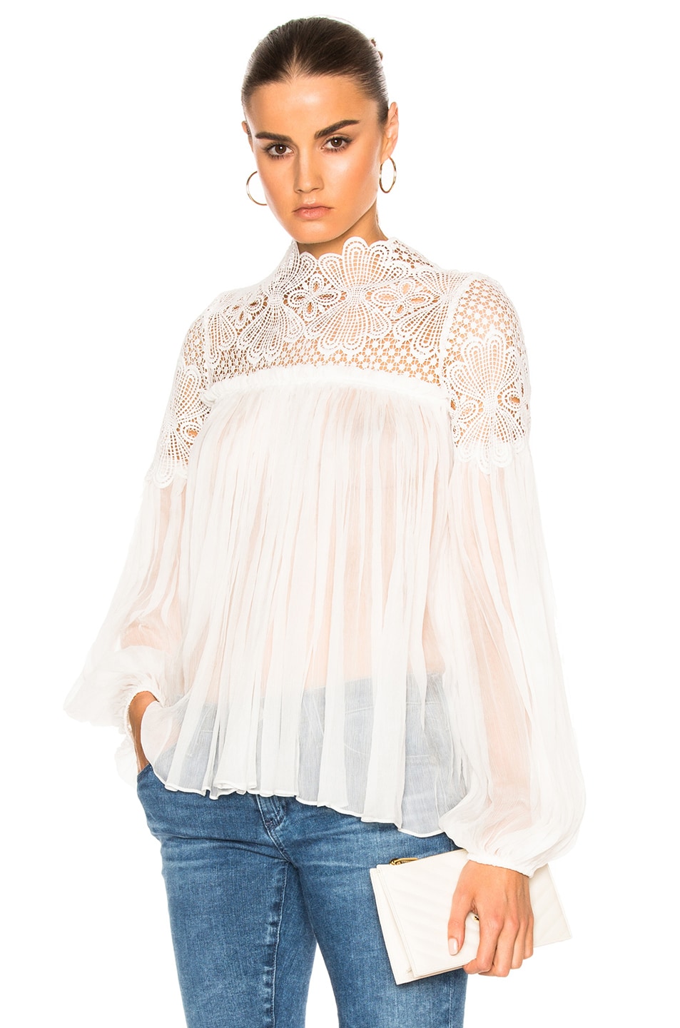 Image 1 of Lover Camelia Silk Blouse in White