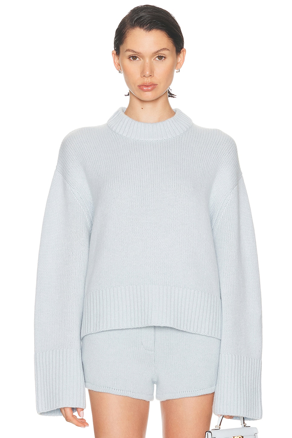 Lisa Yang Sony Cashmere Drop-shoulder Crewneck Sweater In Blue