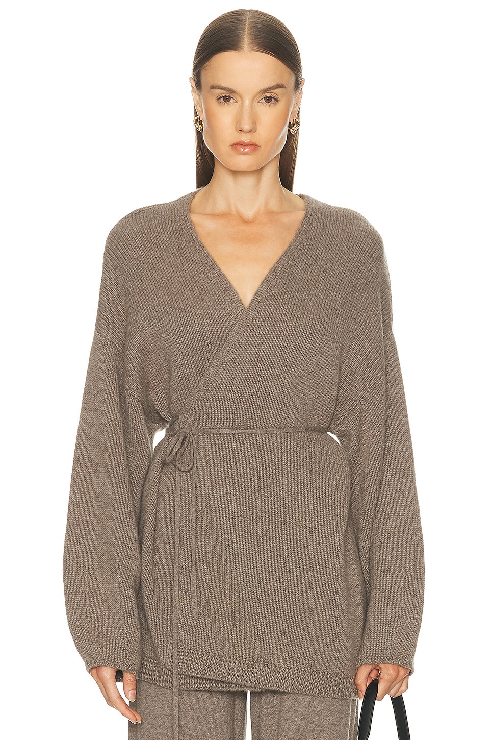 Image 1 of Lisa Yang Laurina Wrap Cardigan in Truffle