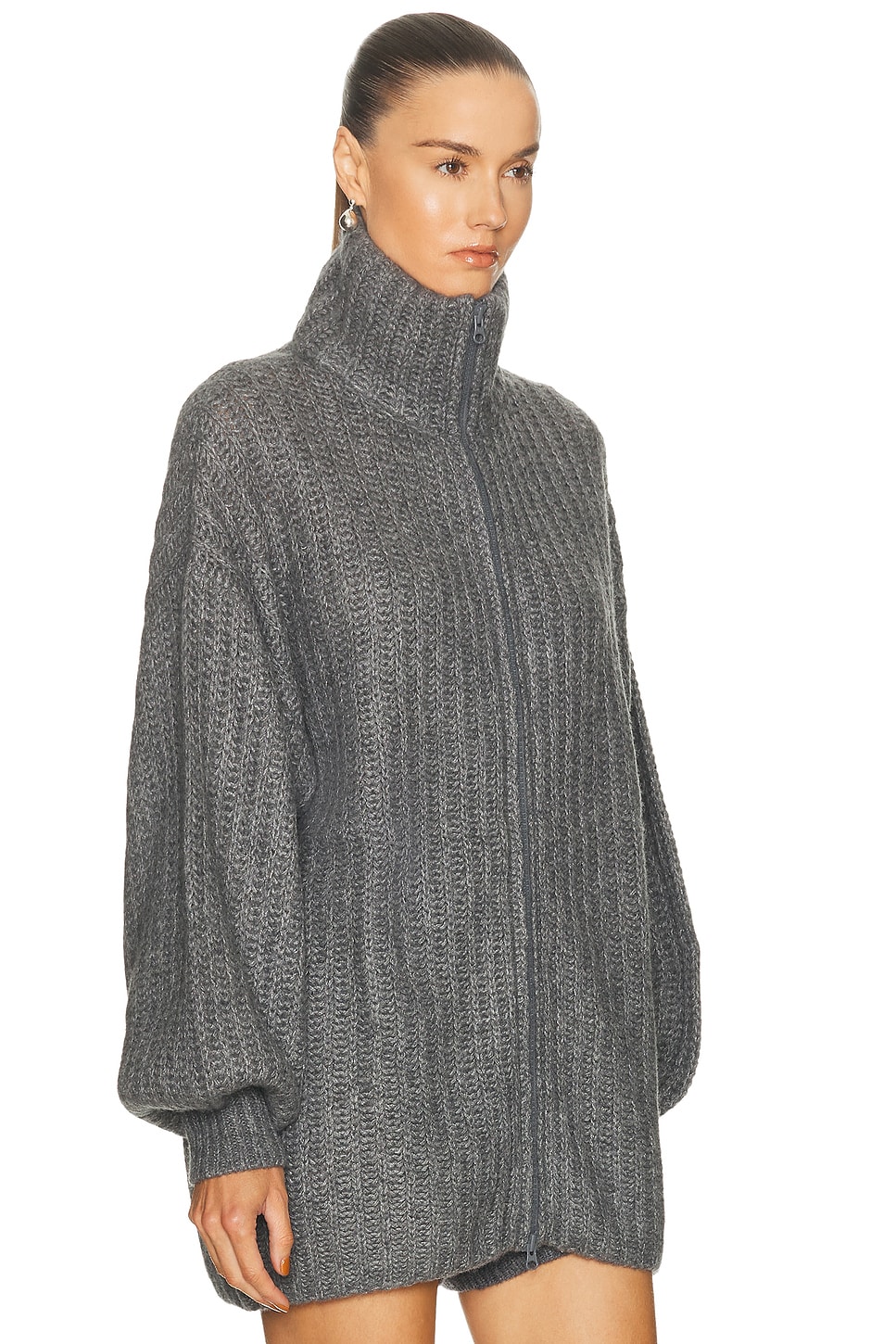 Lisa Yang Marly Zip Up Cardigan In Gray