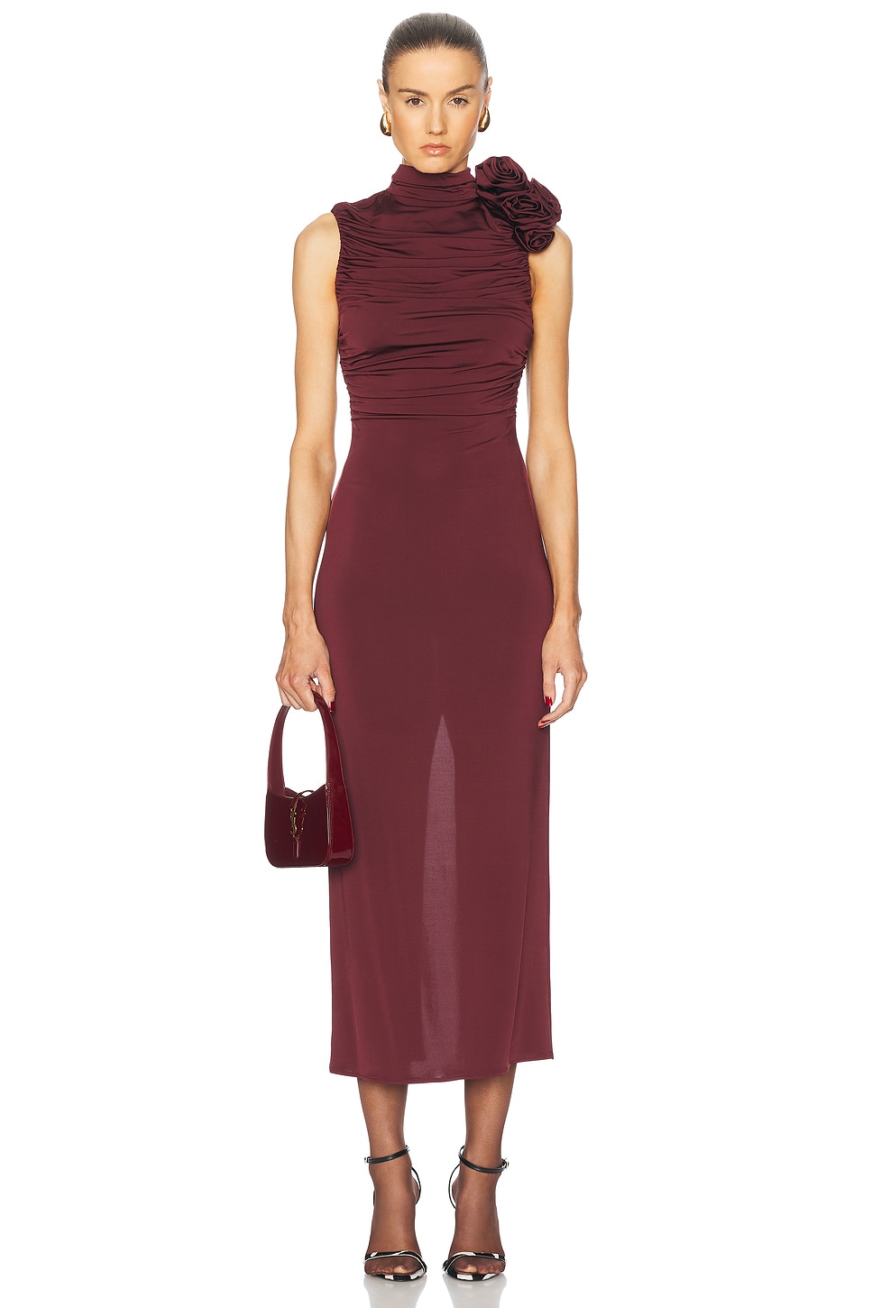 Image 1 of Magda Butrym Sleeveless Midi Dress in Bordeaux