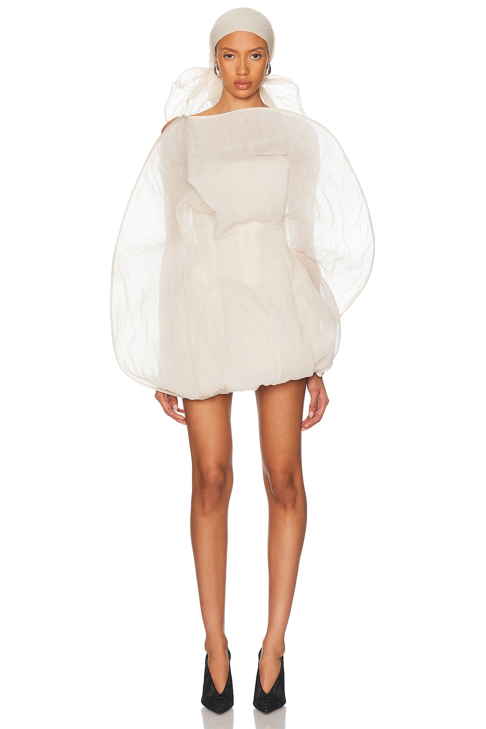 Sculptural Mini Dress in Beige