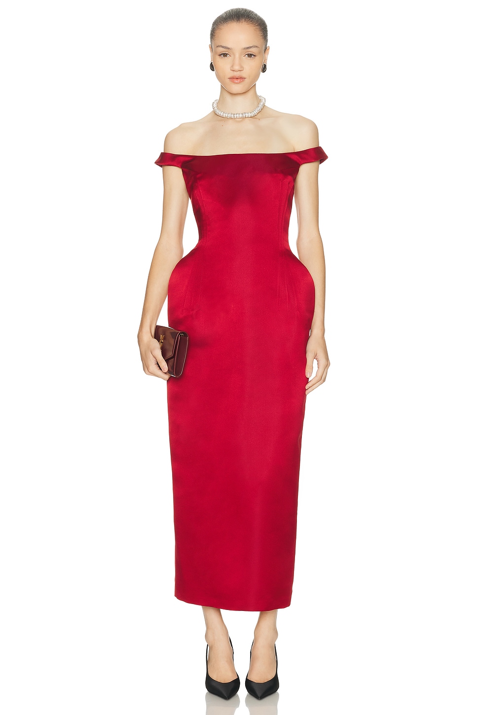 Off The Shoulder Long Dress in Red