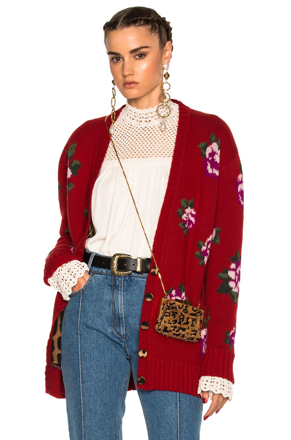 Image 1 of Magda Butrym Rochester Sweater in Red Floral