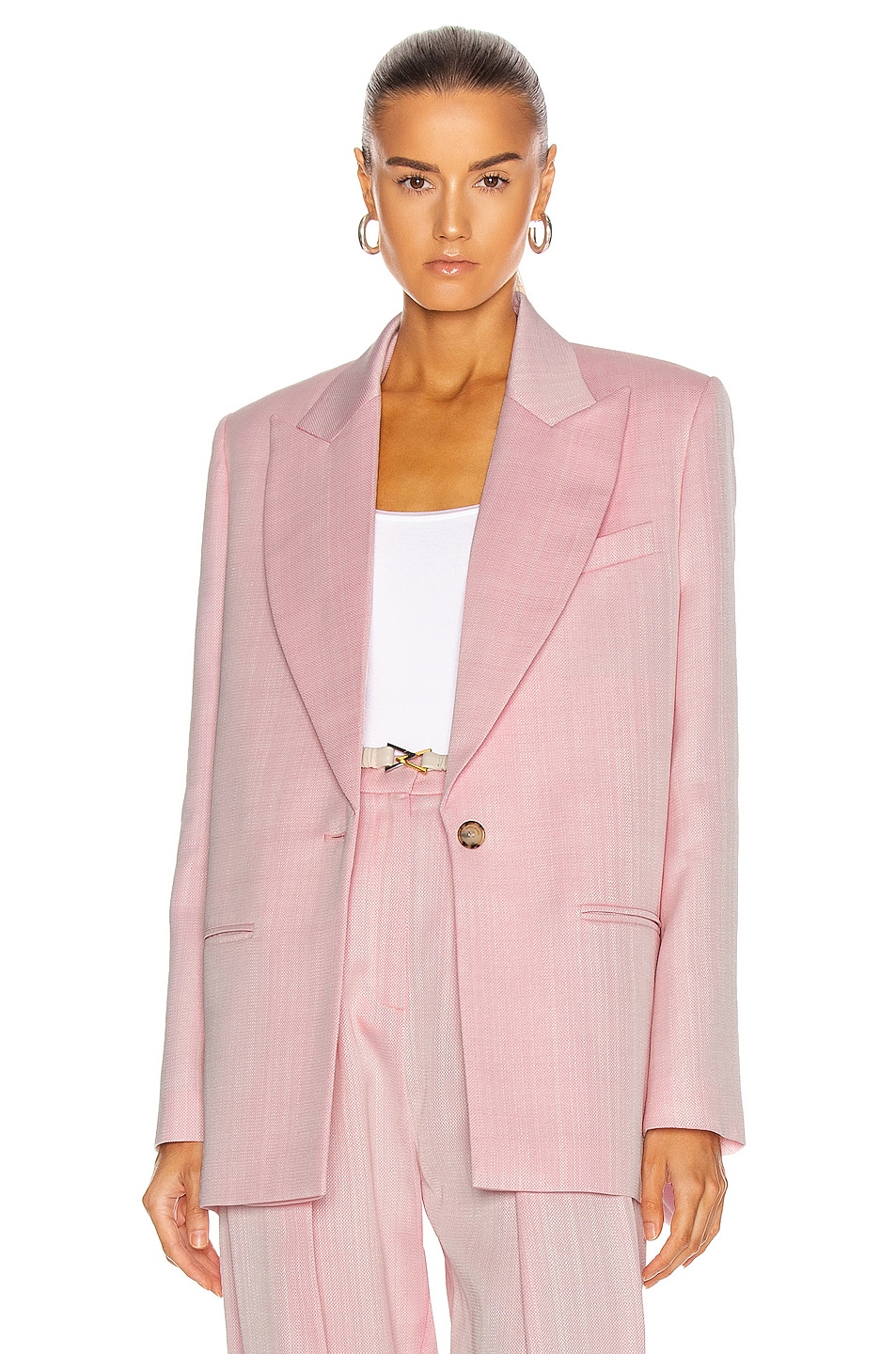 Magda Butrym Single Breasted Blazer in Pink | FWRD