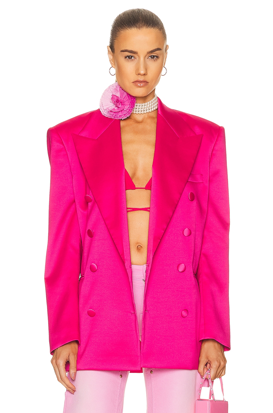 Image 1 of Magda Butrym Oversized Double Breasted Blazer in Pink