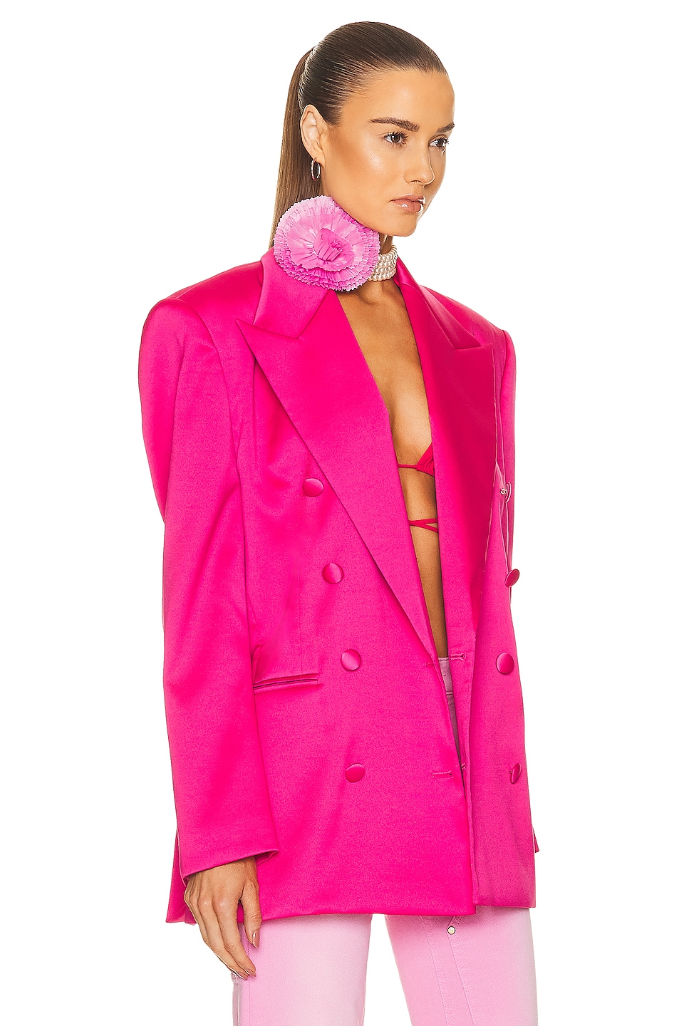 Magda Butrym Oversized Double Breasted Blazer In Pink Fwrd