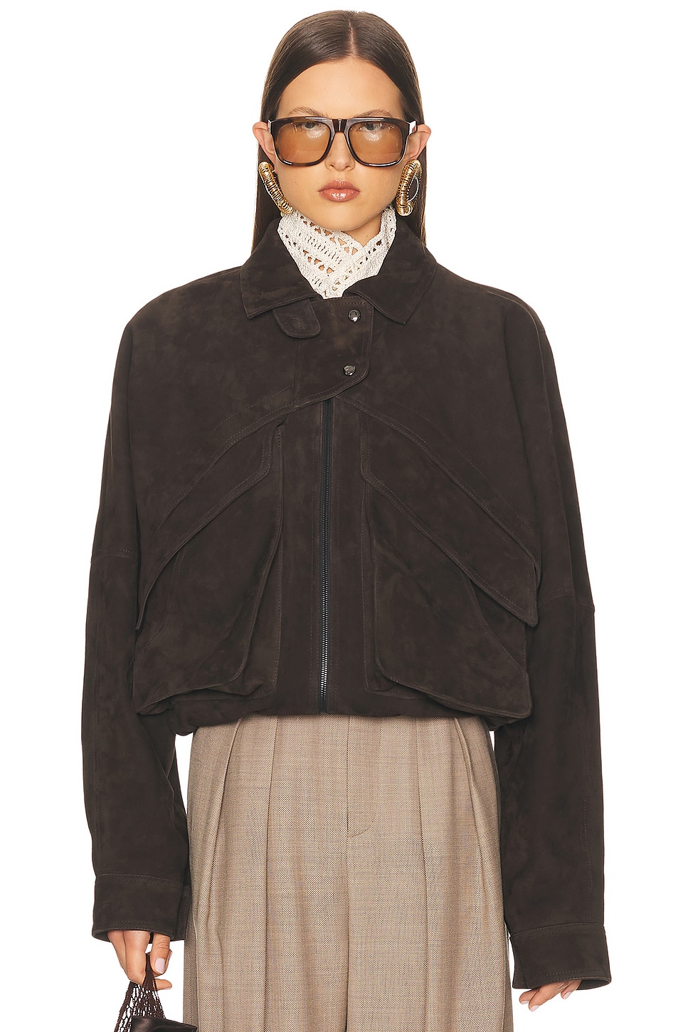 Magda Butrym Suede Bomber Jacket