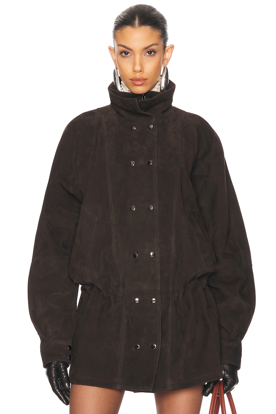 MAGDA BUTRYM CINCHED WAIST SUEDE JACKET