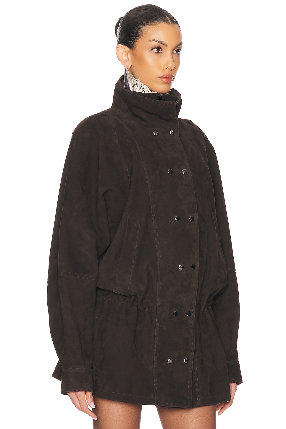 MAGDA BUTRYM CINCHED WAIST SUEDE JACKET