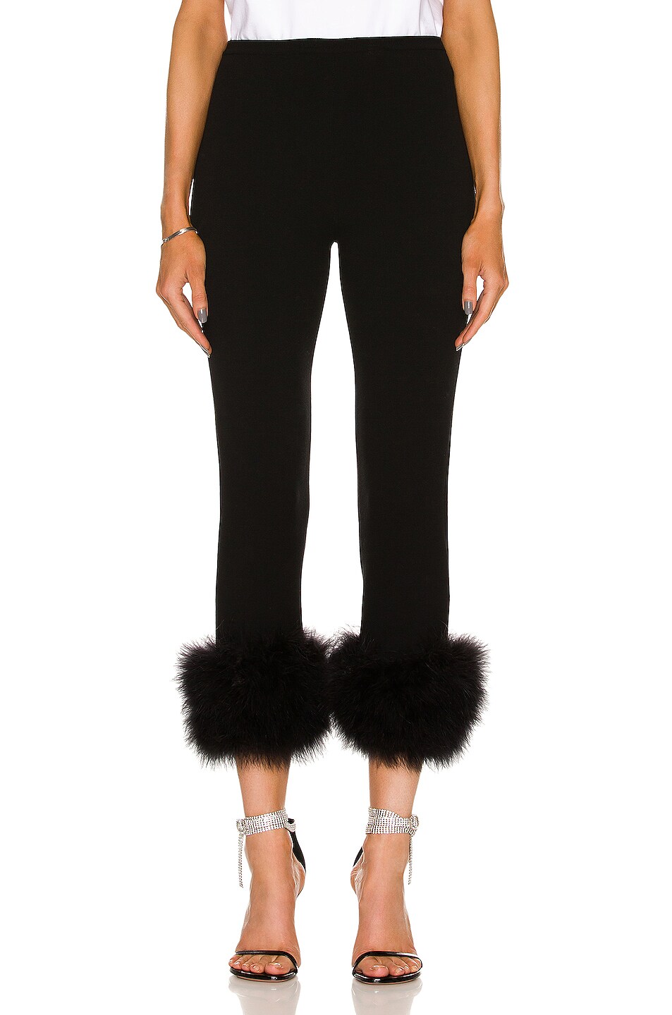 Image 1 of Magda Butrym Feather Trim Knit Pant in Black
