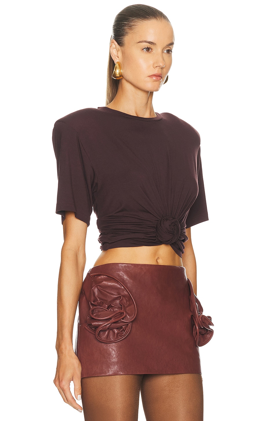 Magda Butrym Knot Front T-shirt In Brown