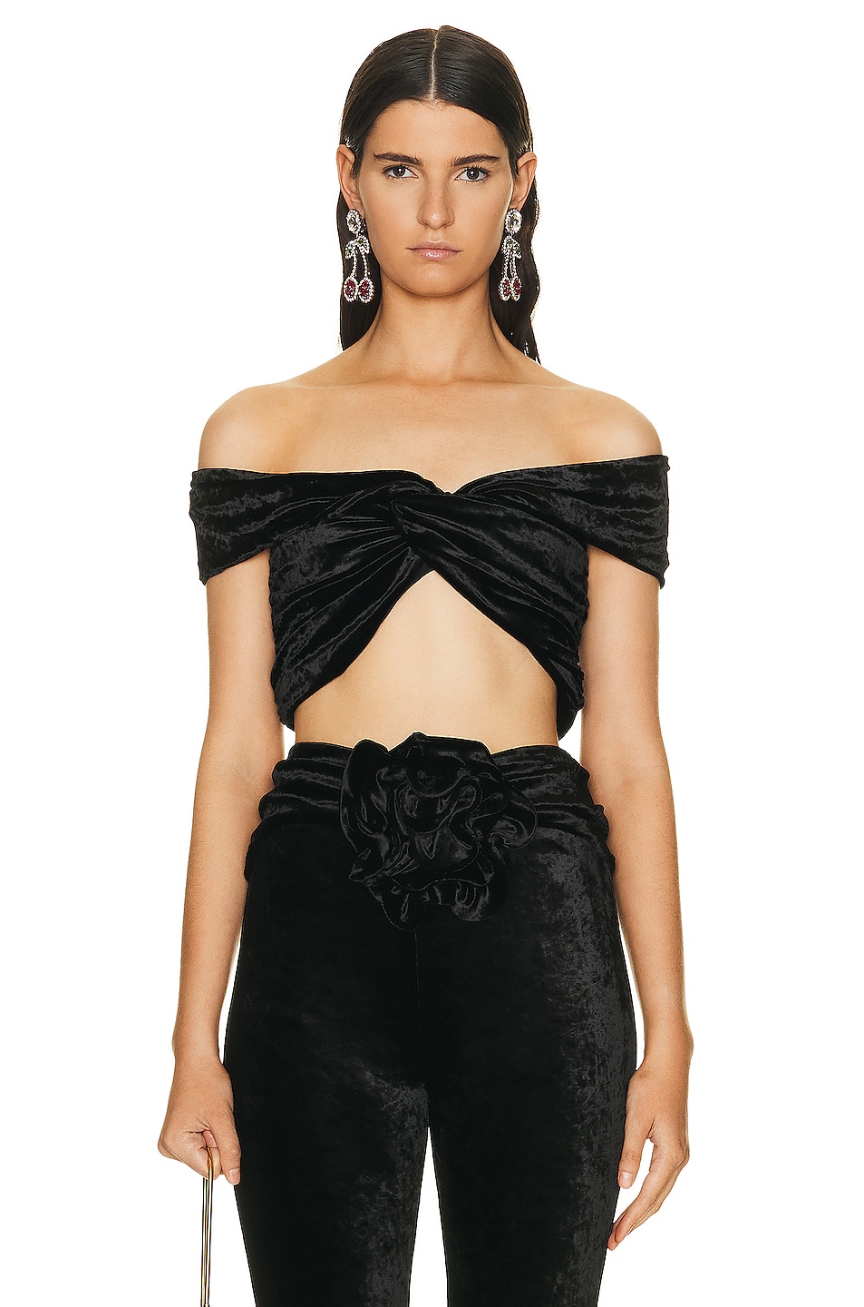 Image 1 of Magda Butrym Cropped Blouse in Black