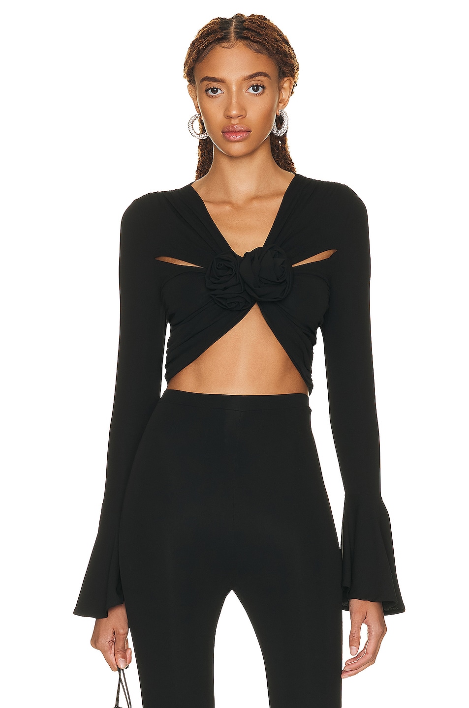 Image 1 of Magda Butrym Flare Sleeve Top in Black