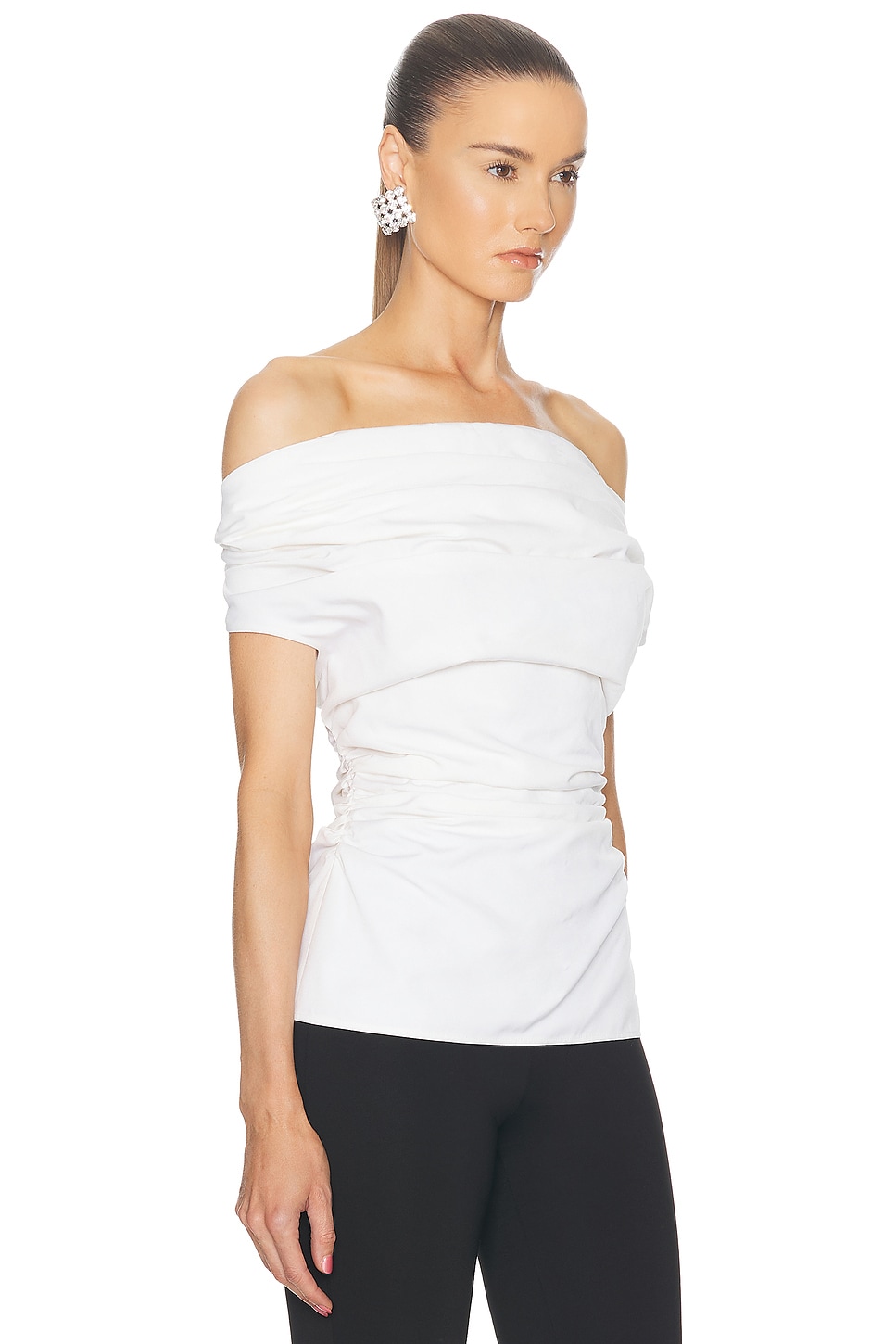 Shop Magda Butrym Off The Shoulder Draped Top In White