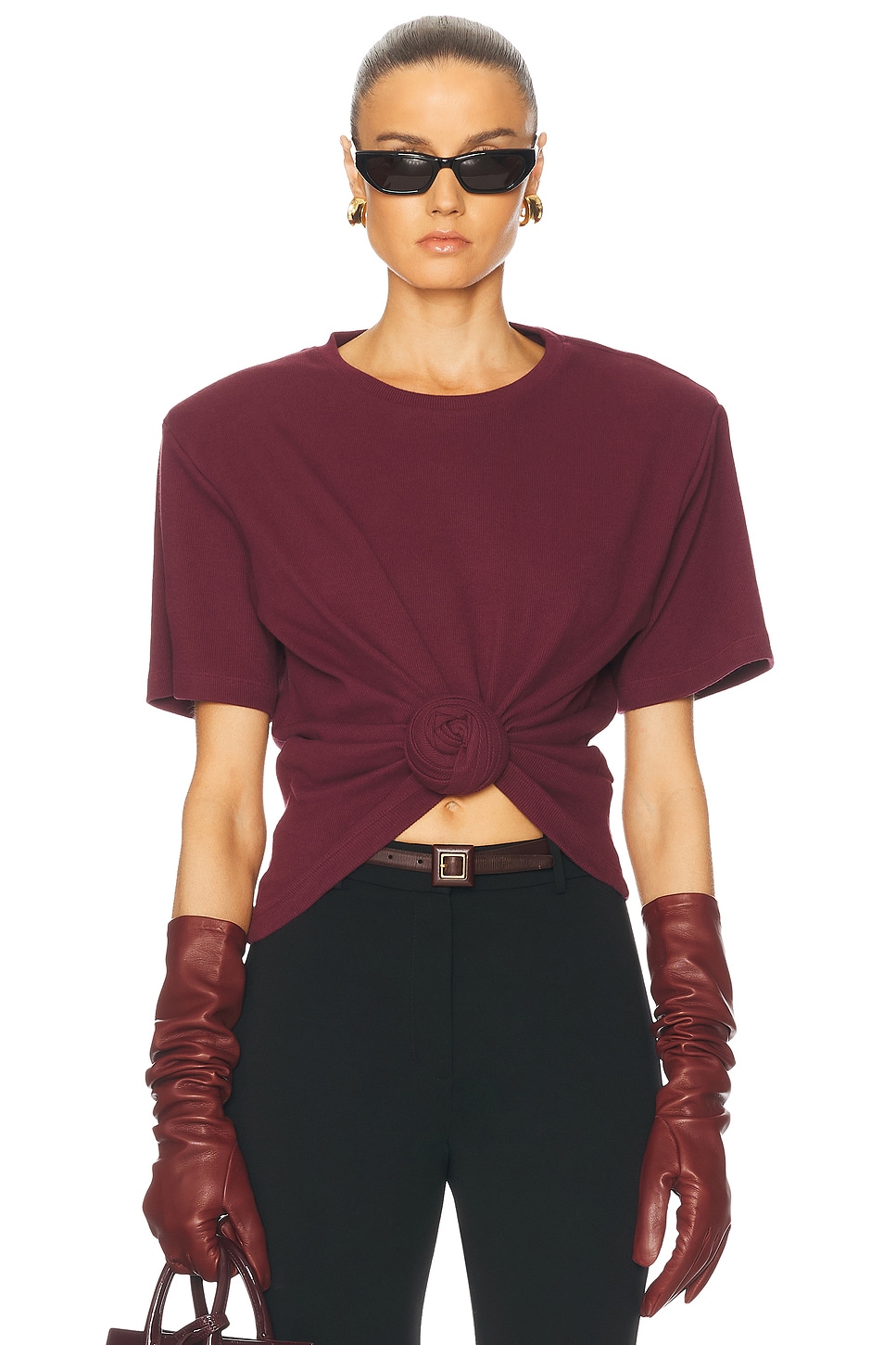 Knot Front Top in Wine