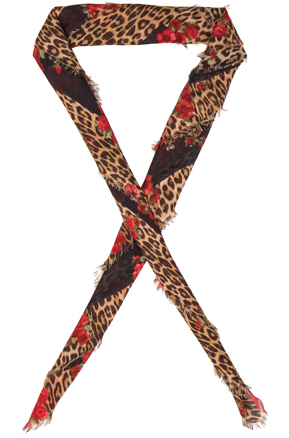 Image 1 of Magda Butrym Paisley Scarf in Black Floral & Leopard