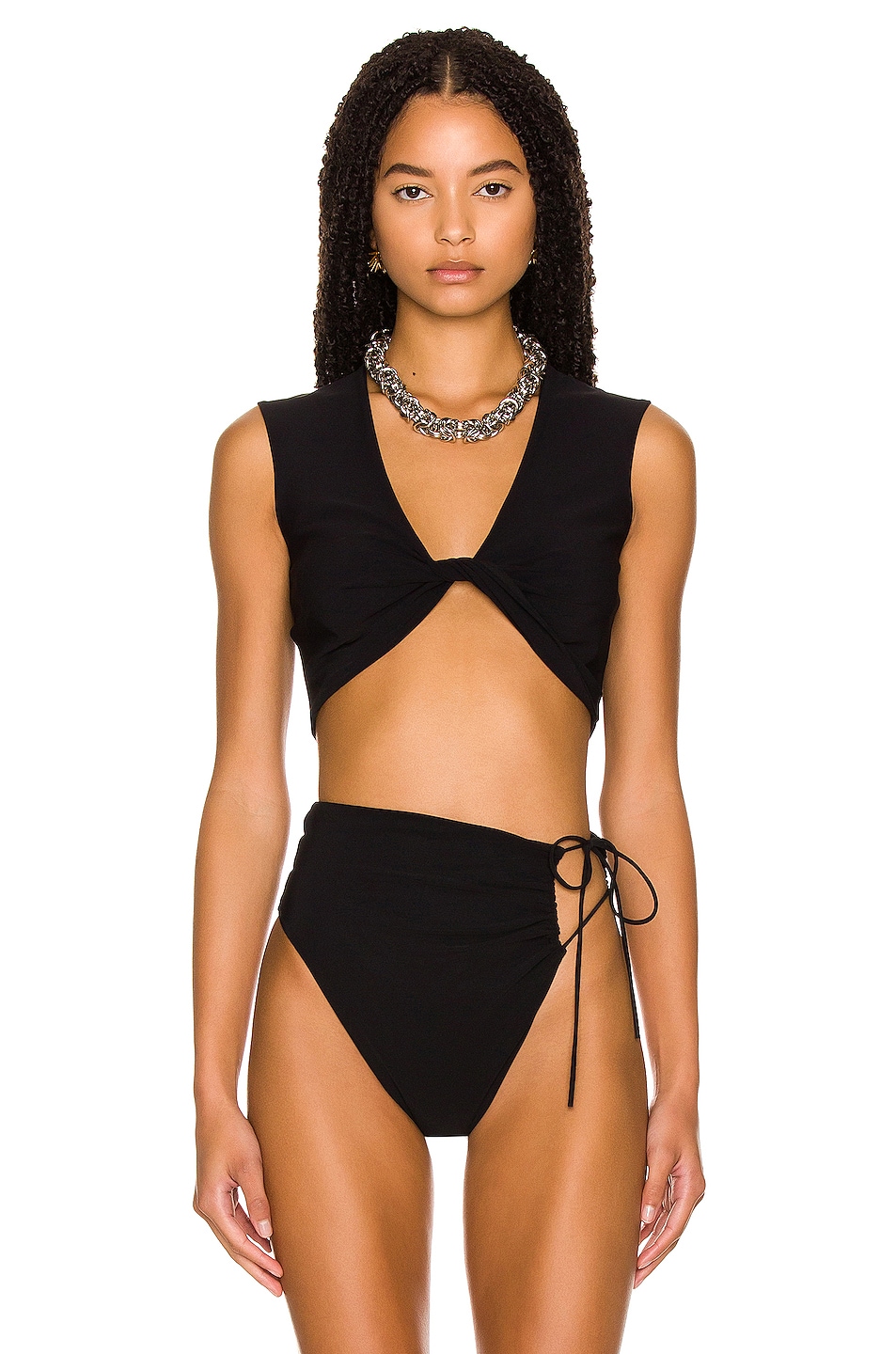 Image 1 of Magda Butrym Twist Crop Bikini Top in Black