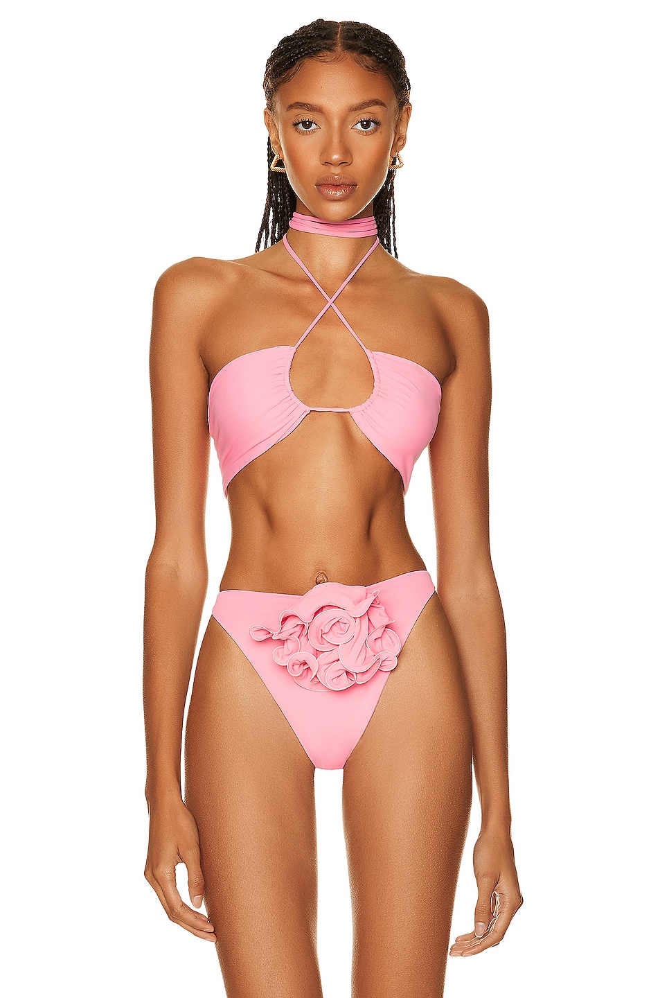 Image 1 of Magda Butrym Criss Cross Bandeau Bikini Top in Pink