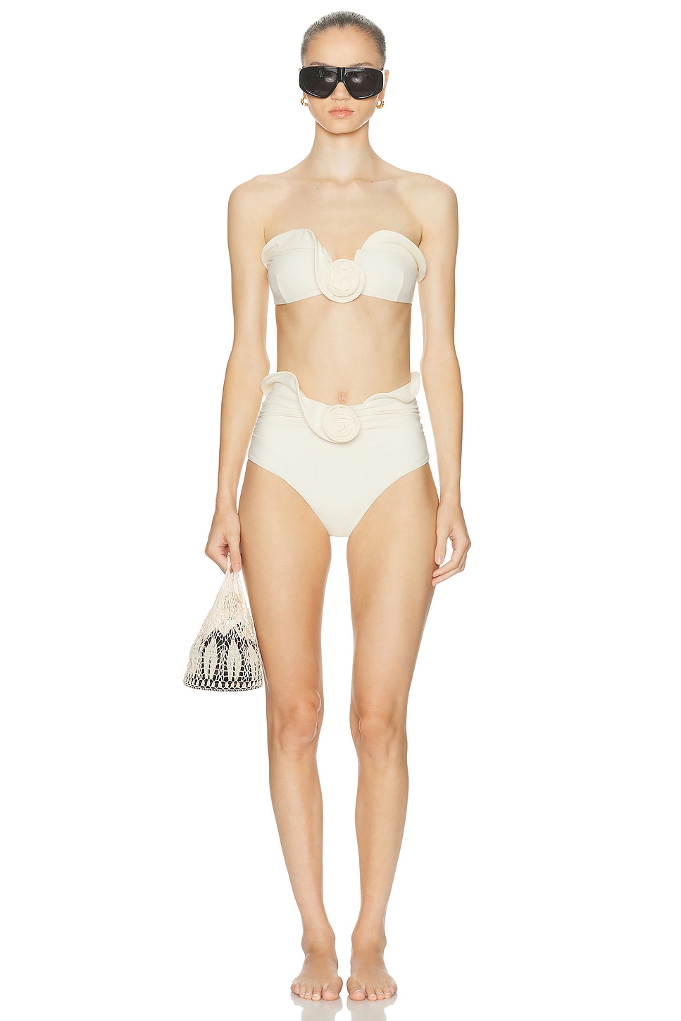 Image 4 of Magda Butrym High Waisted Bikini Bottom in Cream