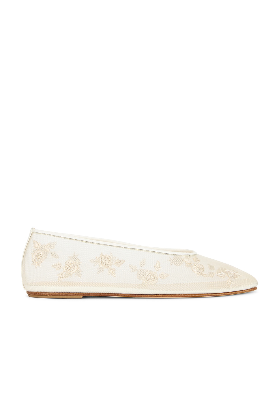 Image 1 of Magda Butrym Embroidered Ballet Flat in Cream
