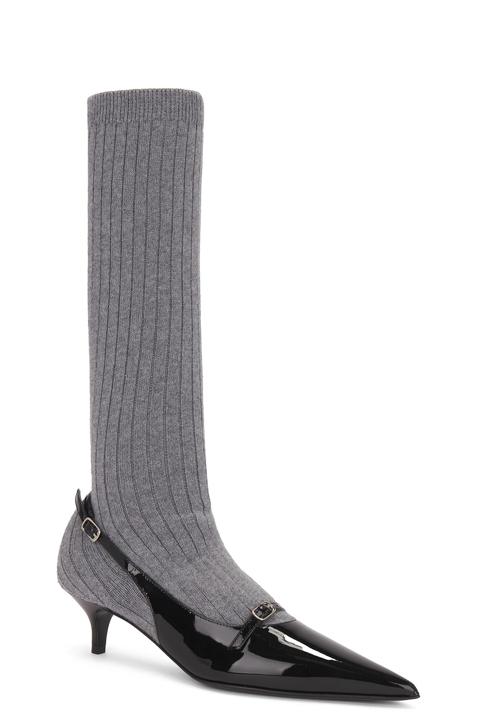 Shop Magda Butrym Knit Boot In Grey