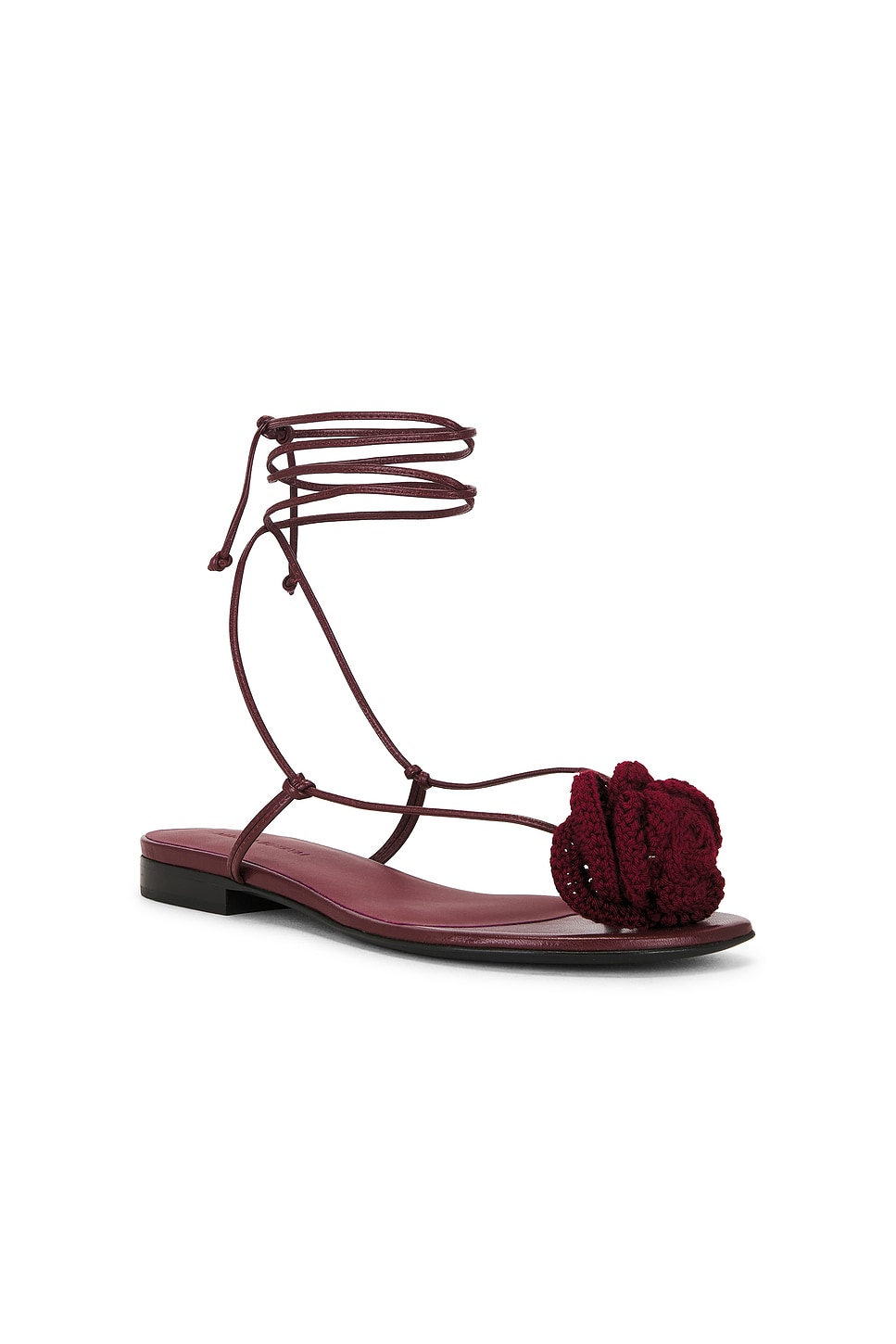 Magda Butrym Crochet Flower Flat Sandal In Animal Print