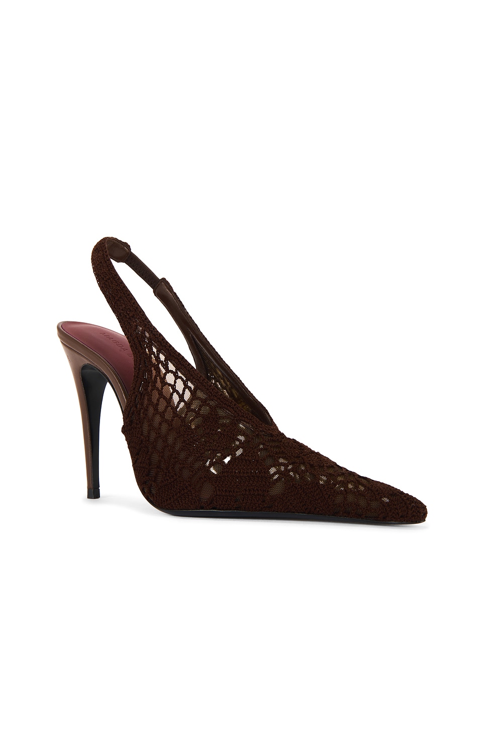 Magda Butrym Leather-trimmed Crocheted Mesh Slingback Pumps In Brown