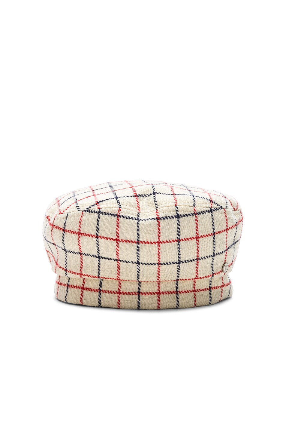 Image 1 of Maison Michel Reversible Florence Check Hat in Beige & Red