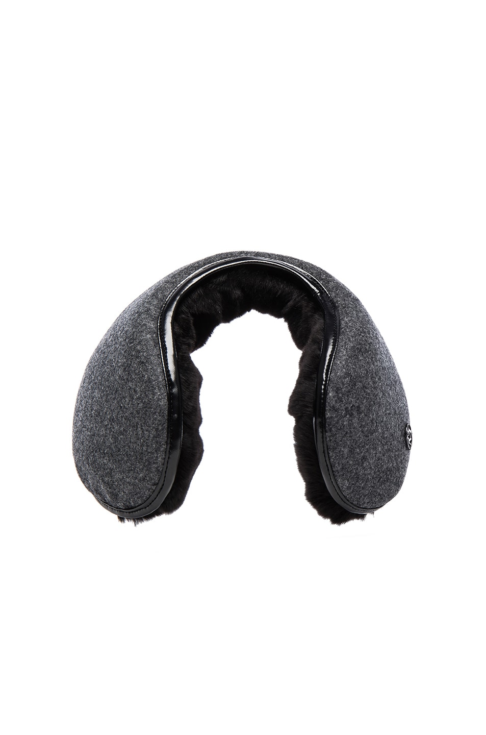 Image 1 of Maison Michel Nora Rabbit Fur Lined Earmuffs in Black