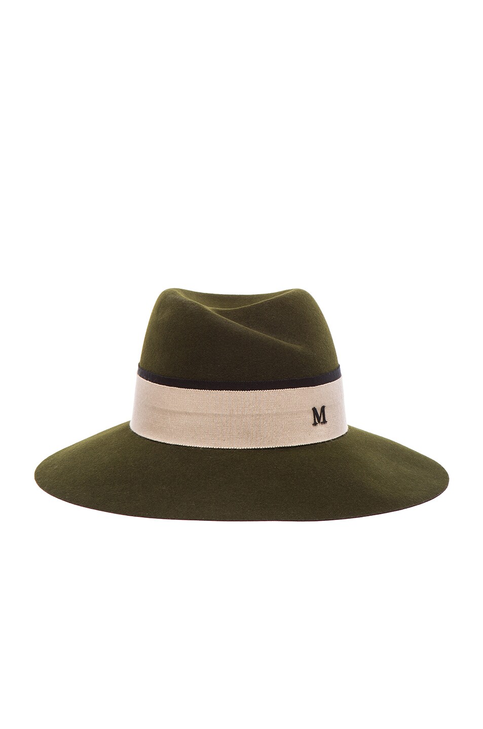 Image 1 of Maison Michel Virginie Double Ribbon Hat in Grapeleaf