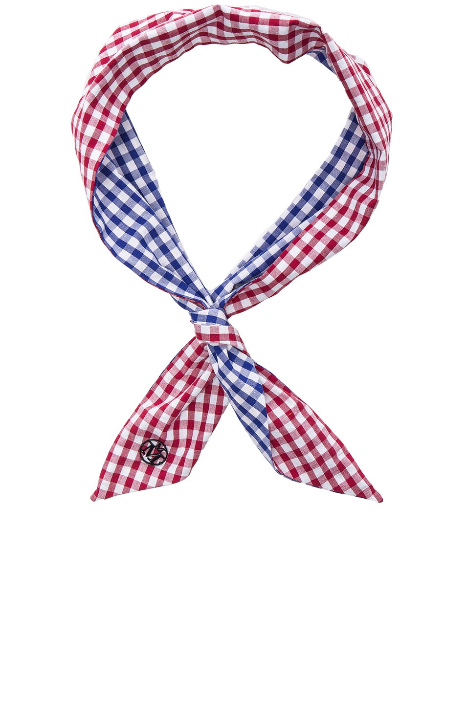 Image 1 of Maison Michel Scarf Twist Headpiece in Vichy Red & Vichy Blue