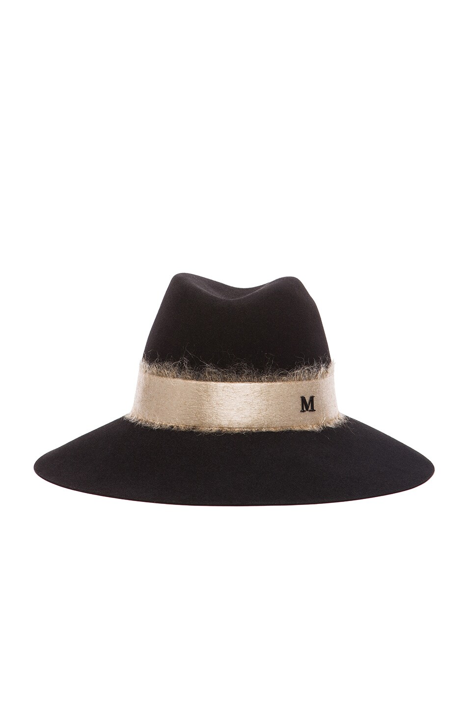 Image 1 of Maison Michel Kate Hat with Mohair Ribbon in Black/Almond