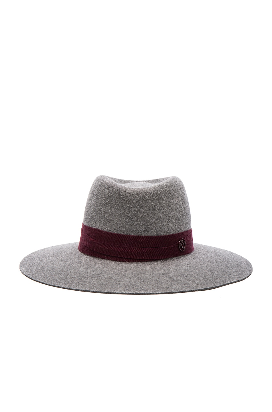 Image 1 of Maison Michel Charles Hat in Grey & Bordeaux