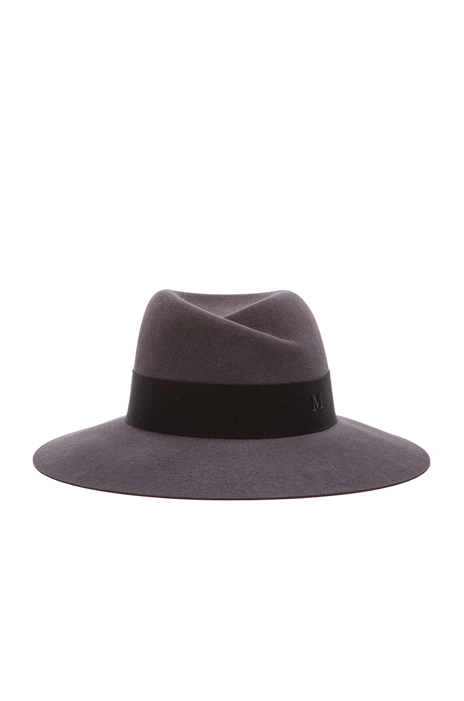 Image 1 of Maison Michel Virginie Large Brim Hat in Dark Grey