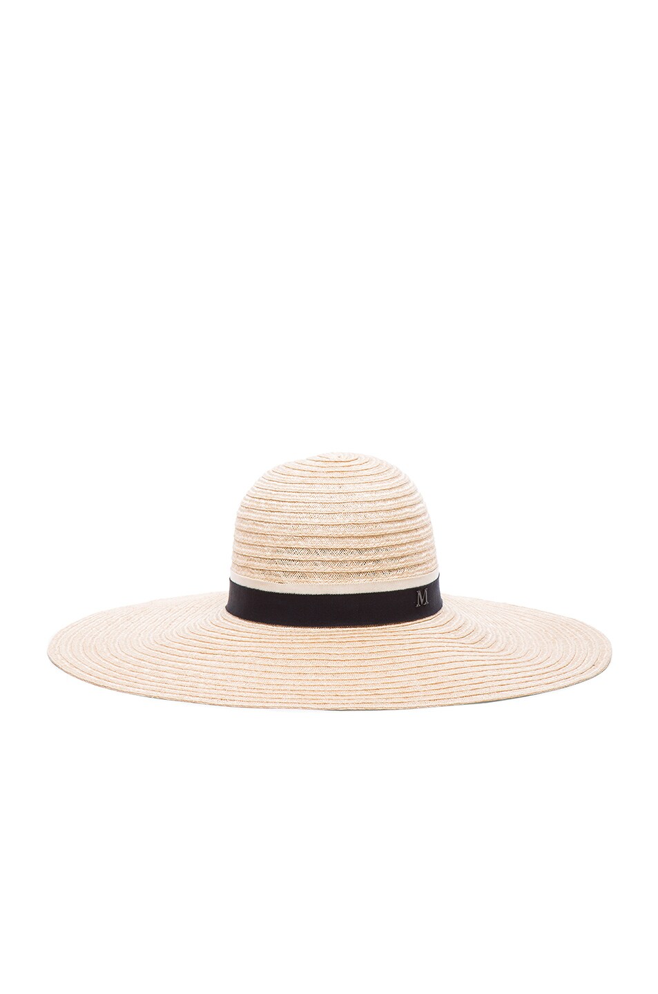 Image 1 of Maison Michel Blanche Capeline Straw Hat in Beige, Natural & Navy